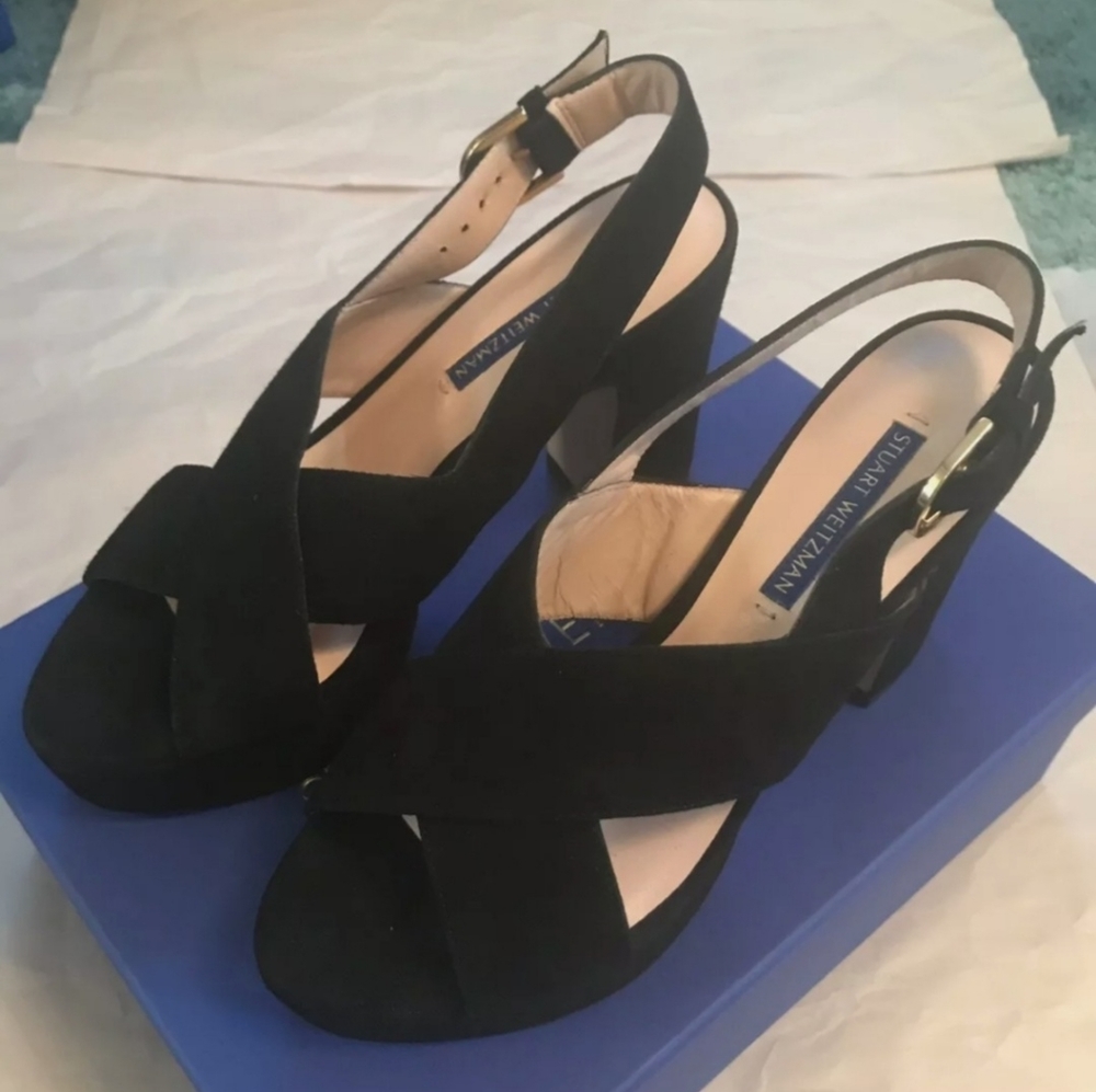 Stewart Weitzman Jerry black suede sandals